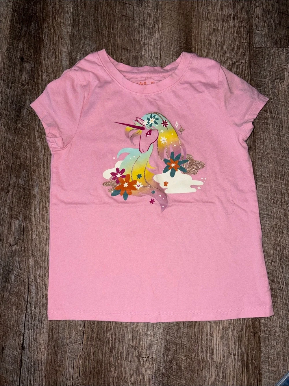 Cat & Jack Pink Unicorn Graphic Tee - Pastel Rainbow